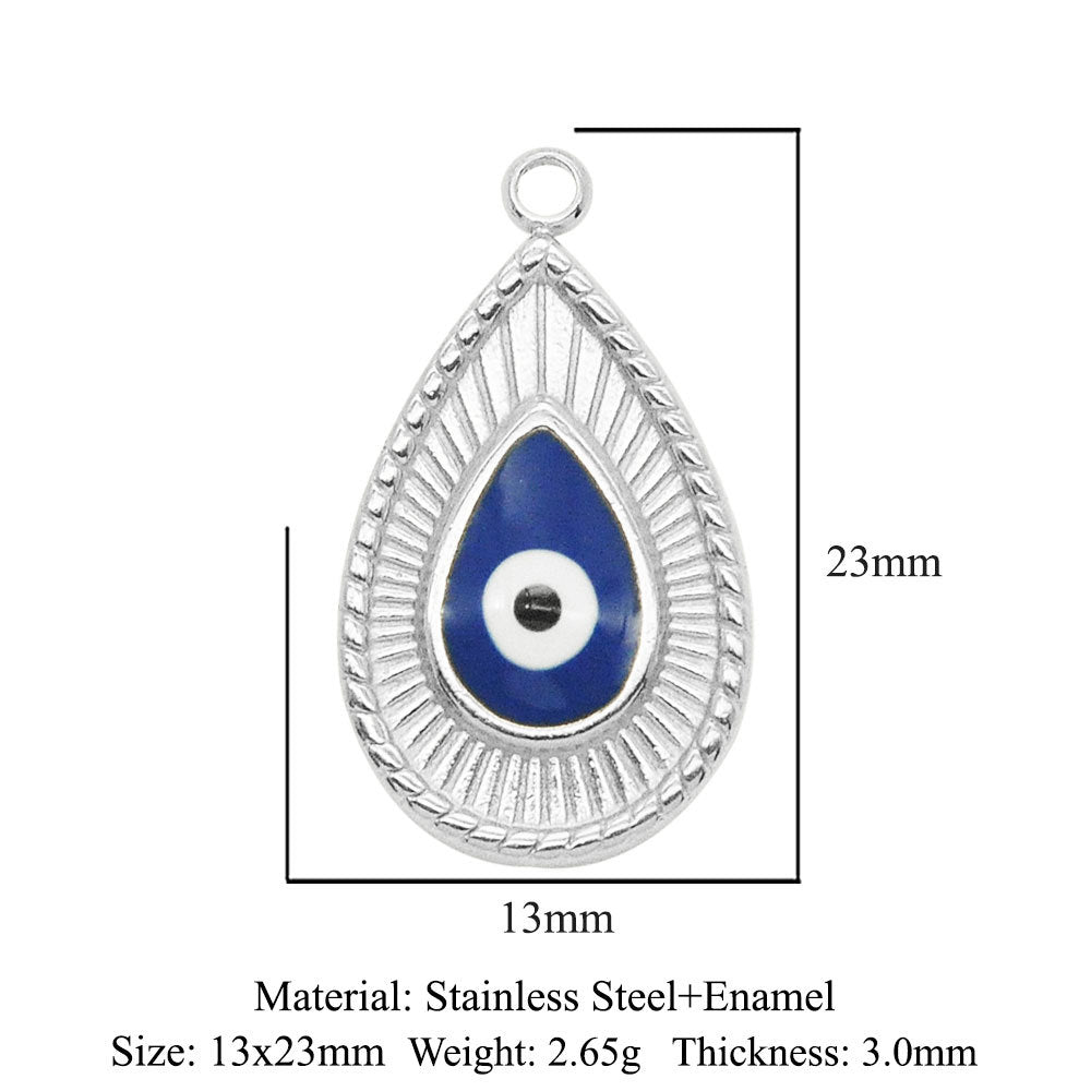 Stainless Steel Peach Heart Oval Water Drop Eyes Pendants