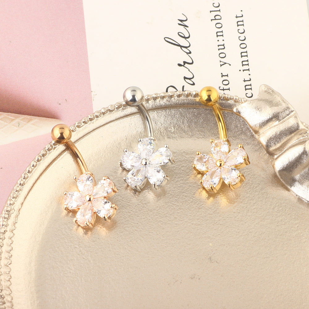 Exquisite Zircon Navel Stainless Steel Piercing Earrings