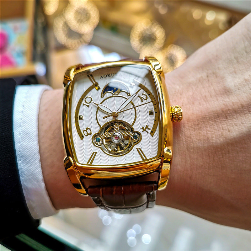 Men's Watch Square Large Dial Hollow Automatic Mechanical Watches