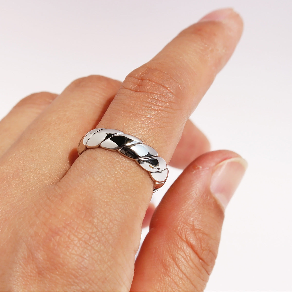 Women's & Men's Real Gold Wave Twill Line Open Rings