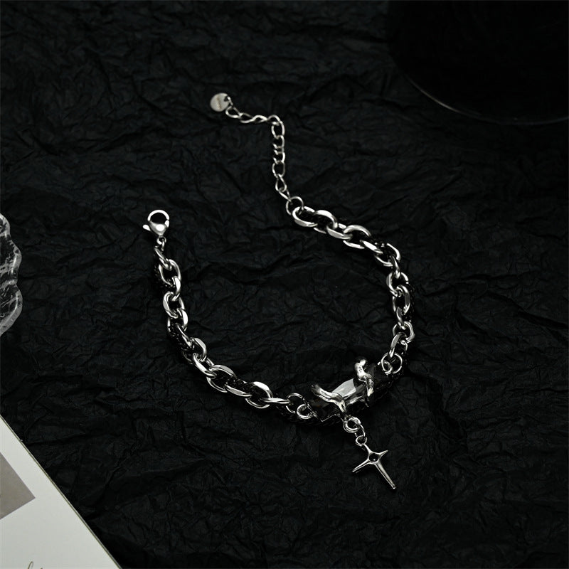 Men's Winding Black Diamond Titanium Steel Hip Bracelets