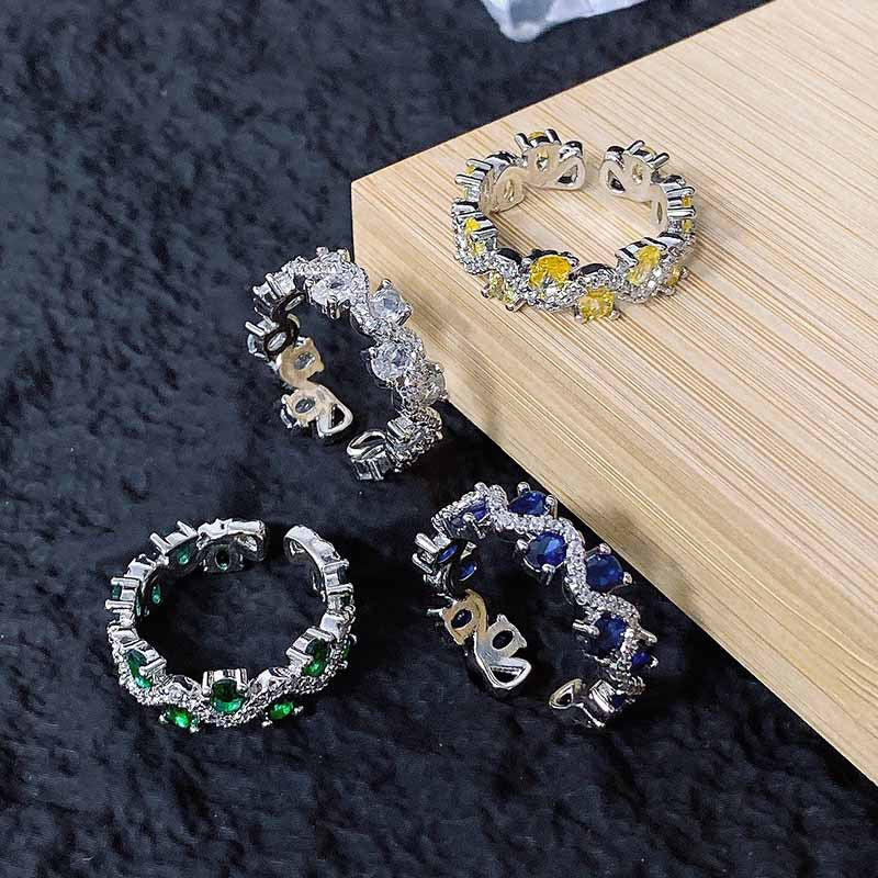 Luxury High-grade Temperament Colorful Crystals Open-end Zircon Rings