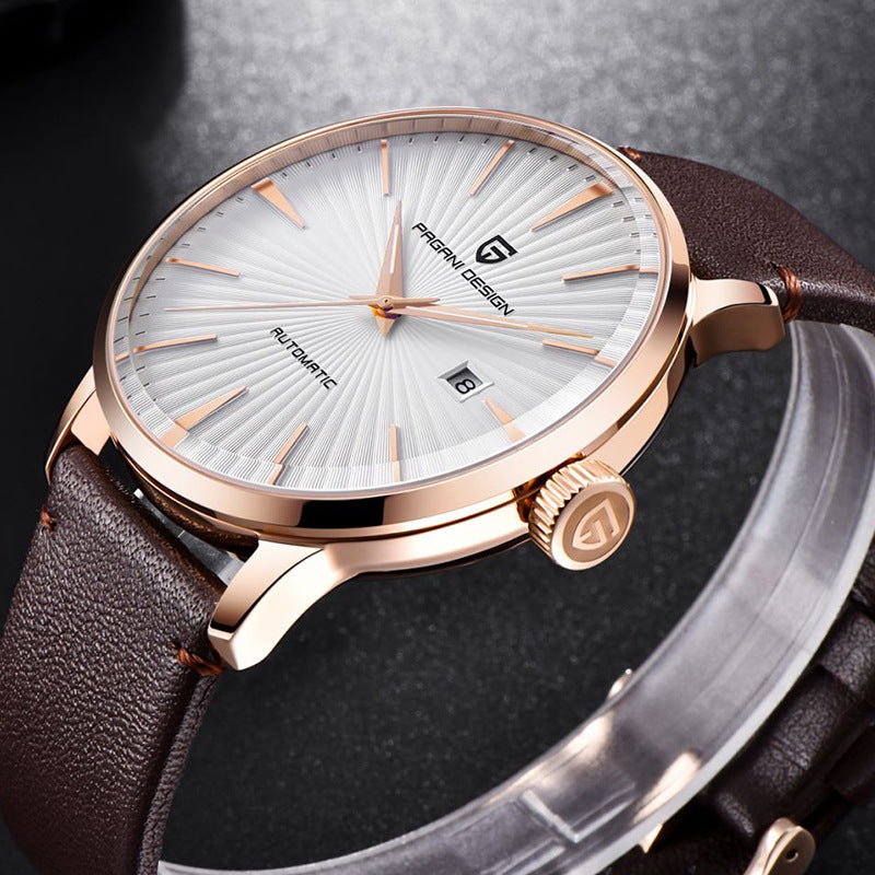 Men's Pin Buckle Spiral Watch Crown Transparent Mechanical Watches
