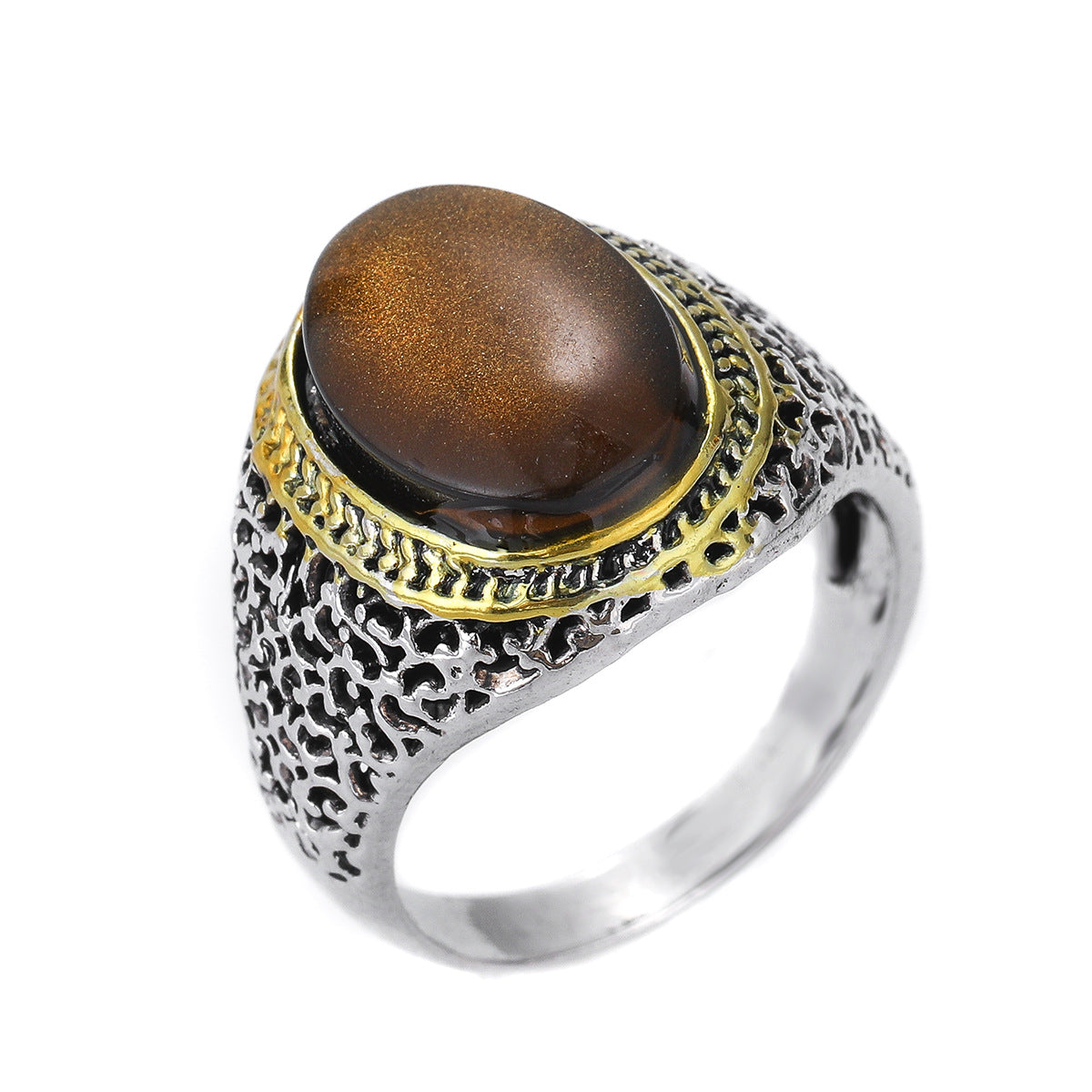 Women's & Men's Retro Personality Oval Tigereye Simple Fashion Rings