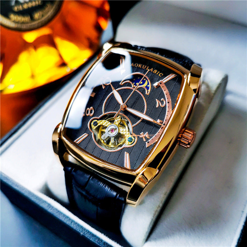Men's Watch Square Large Dial Hollow Automatic Mechanical Watches