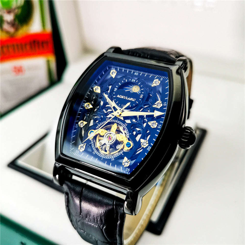 Men's Watch Tonneau Automatic Butterfly Clasp Mechanical Watches