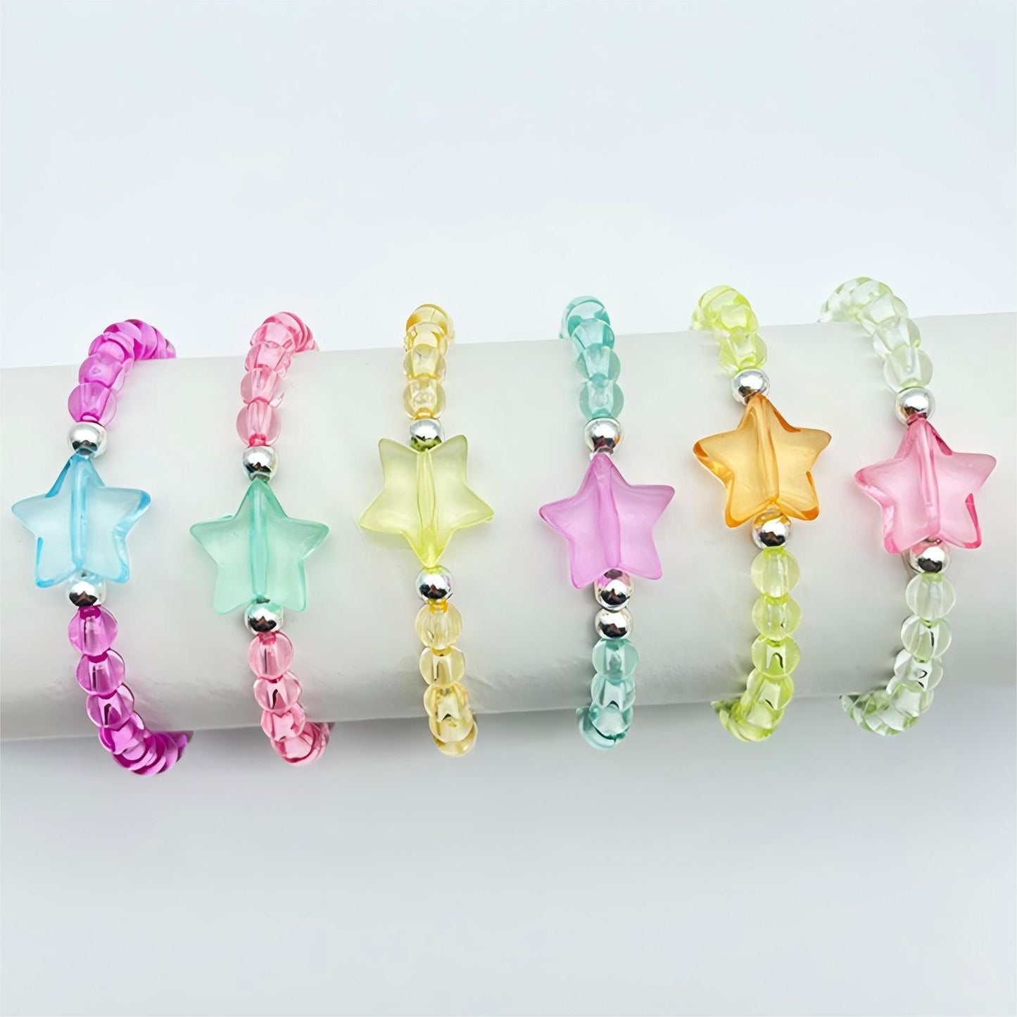 Children's Ornaments Colorful Starfish Beaded Crystal Acrylic Bracelets