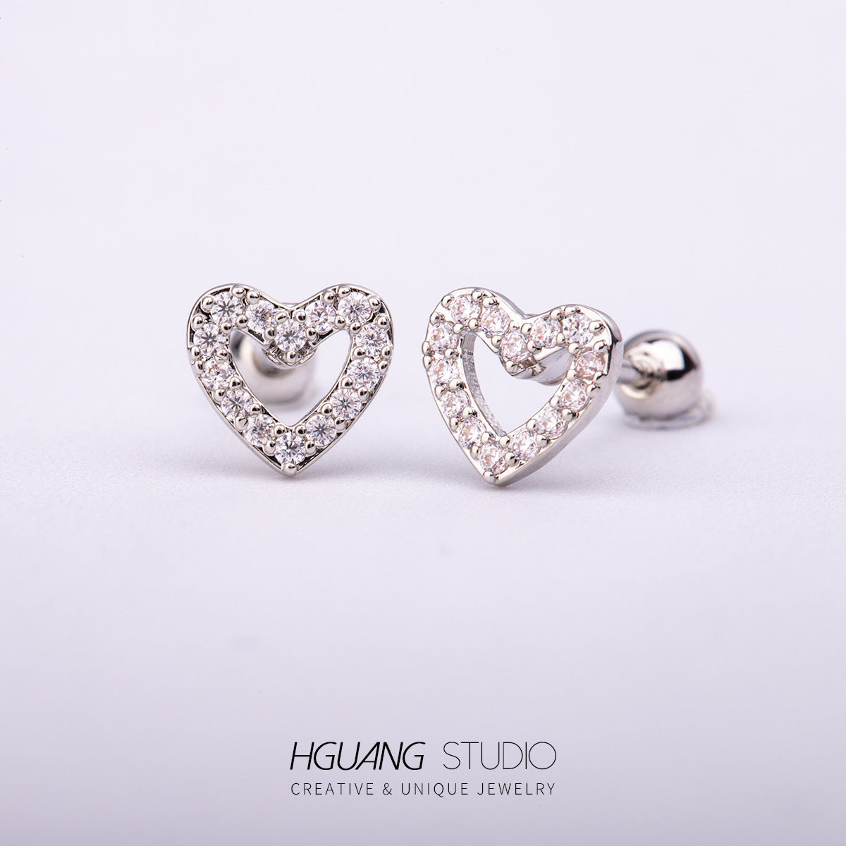 Micro Inlaid Zirconium Ear Bone Creative Heart Earrings