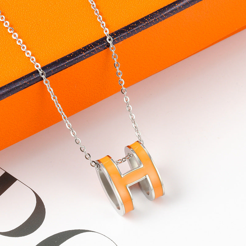 Temperamental Rose Gold Enamel Clavicle Chain Female Necklaces