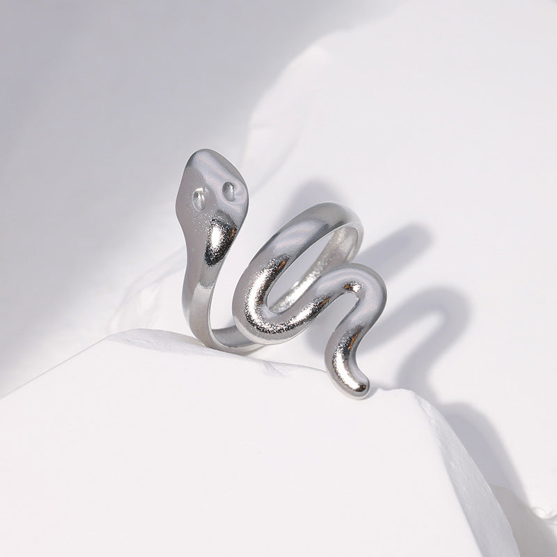 Women's & Men's Stainless Steel Adjustable Opening Personality Snake-shaped Rings