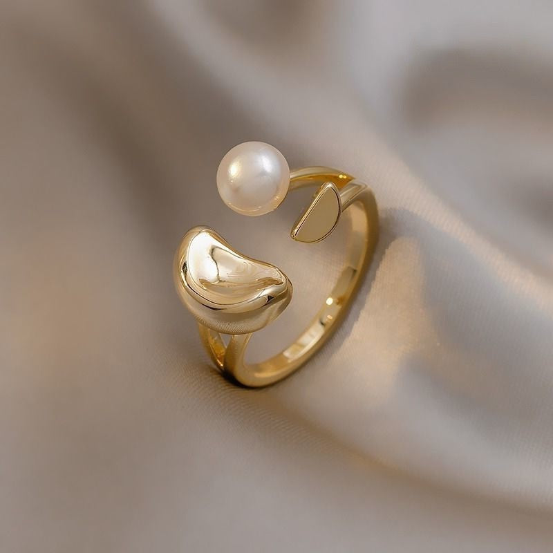 Electroplated Freshwater Pearl Zircon Stitching Butterfly Exquisite Rings