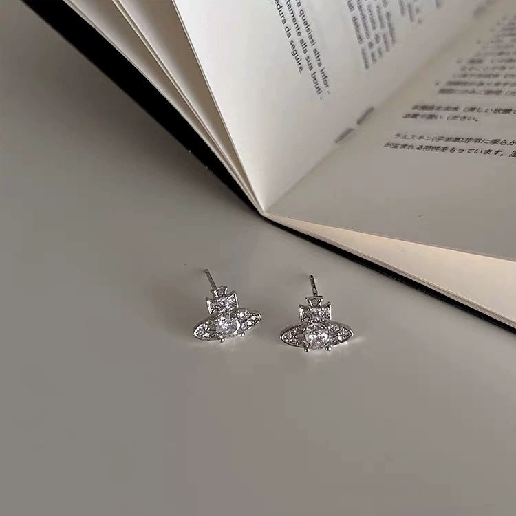 Inlaid Zirconium Mini Ear Pure Sier Earrings