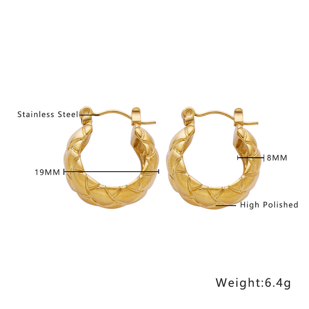Twist Round Diamond Woven Wheat Ear Earrings