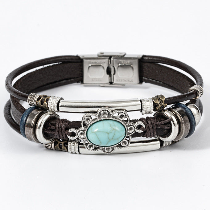 Retro Ethnic Style Turquoise Cat's Eye Bracelets