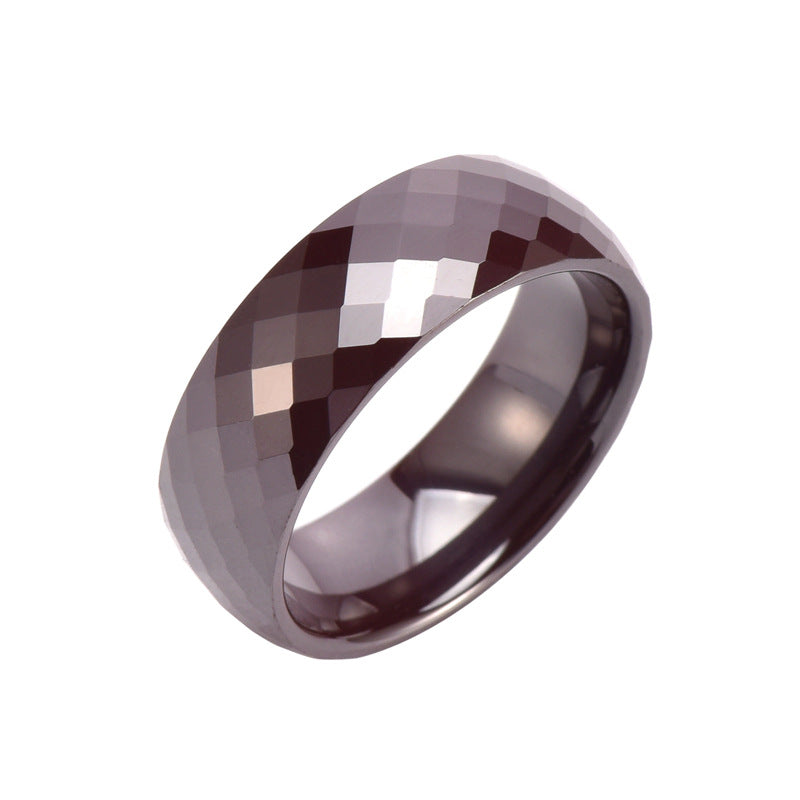 Women's & Men's Fashion Rhombus Ceramic Wide Irregular Cut Rings