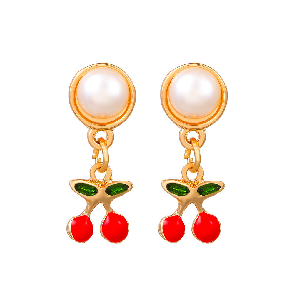 Long Cherry Style Creative Design Cute Earrings