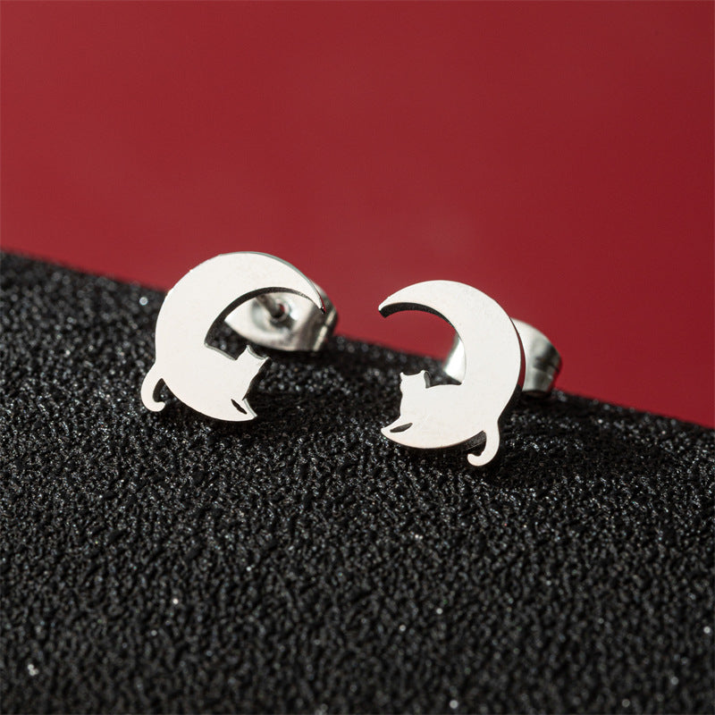 Stainless Steel Cute Simple Cartoon Animal Earrings