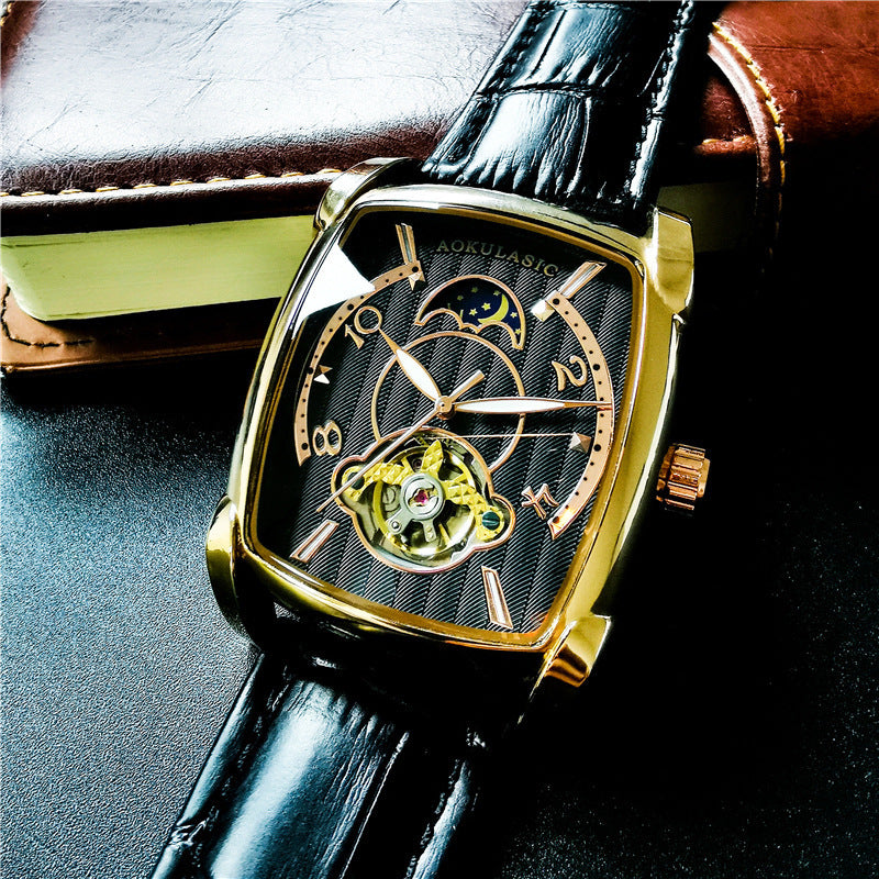 Men's Watch Square Large Dial Hollow Automatic Mechanical Watches