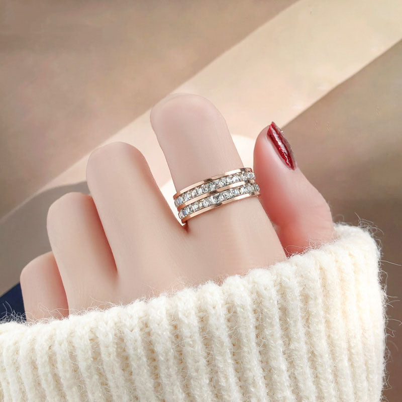 Women's & Men's Couple Style Simple High-grade Single Double Rings