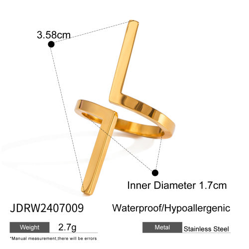 Ding Ornament Gold Stainless Steel Open Rings