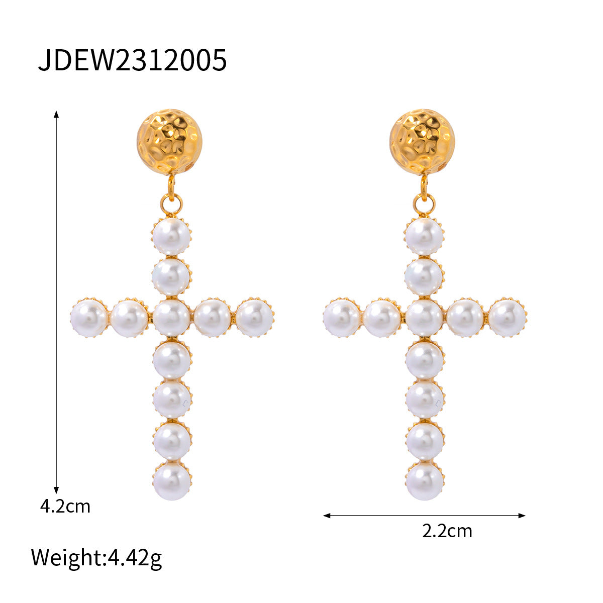 Women's Ding Ornament Stainless Steel Pearl Cross Earrings