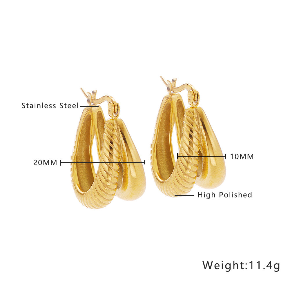 Twist Round Diamond Woven Wheat Ear Earrings