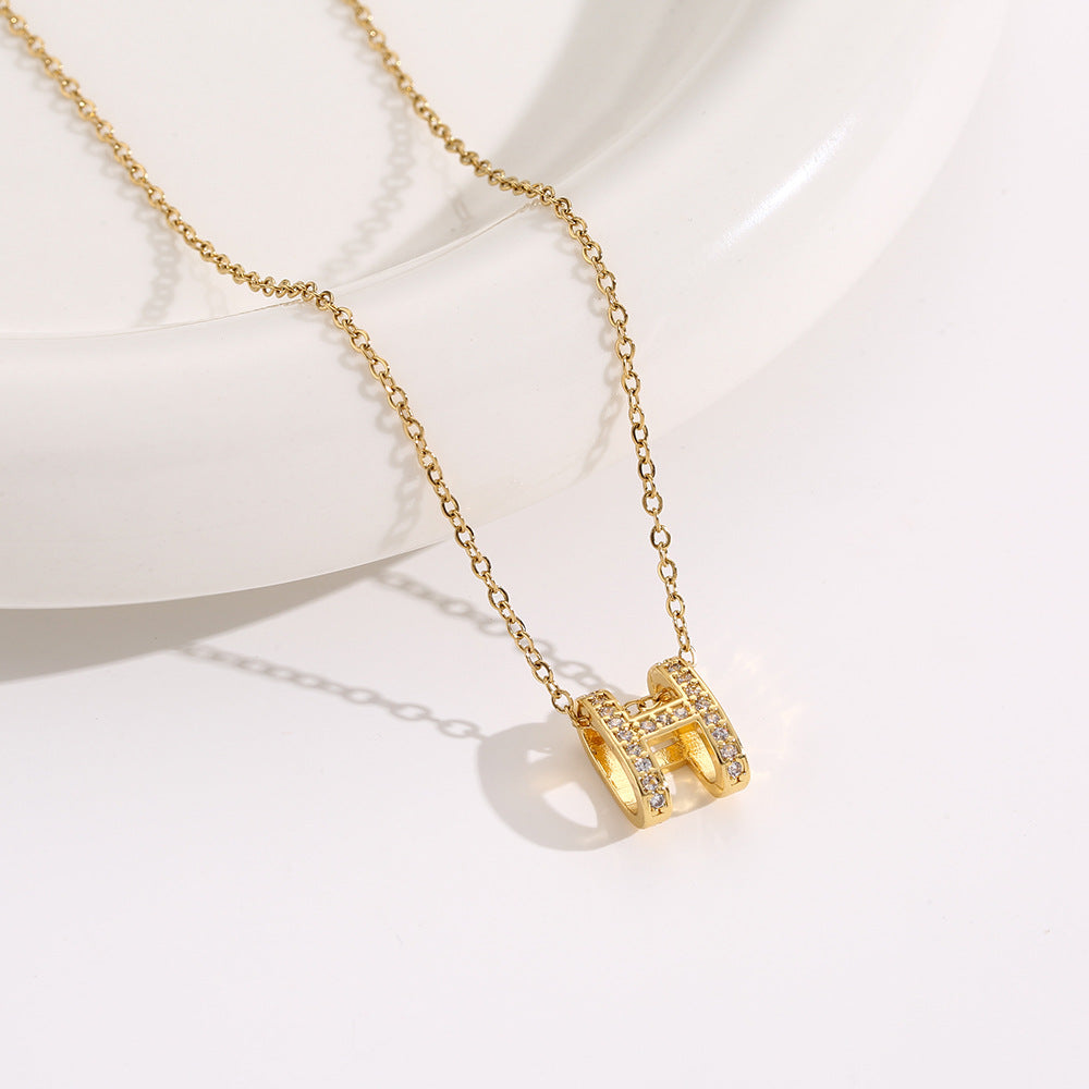 Women's Light Luxury Letter Diamond Simple Clavicle Necklaces