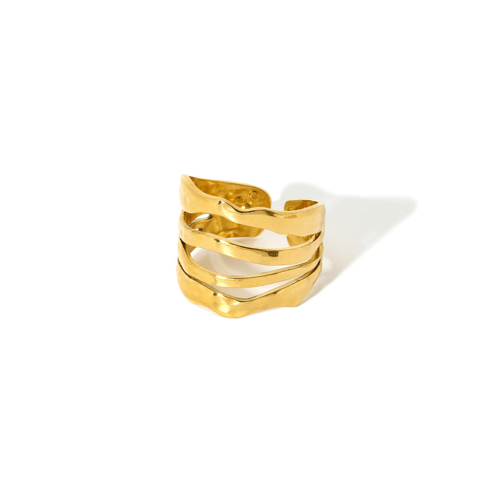 Titanium Steel Gold-plated Geometric Advanced Stainless Rings