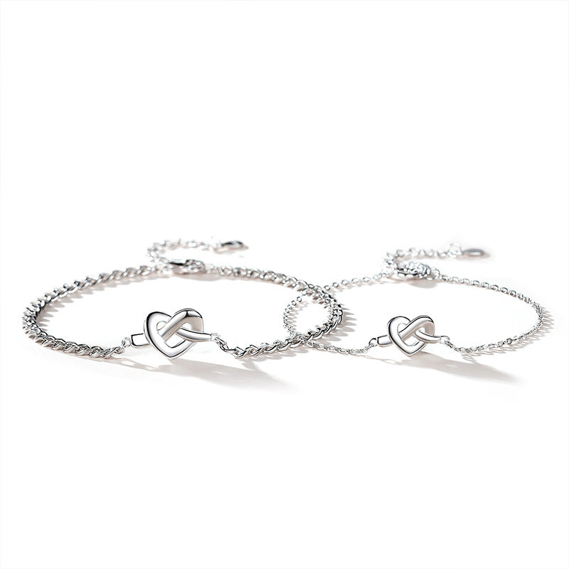 Pair Of Niche Love Sterling Sier Simple Romantic Bracelets
