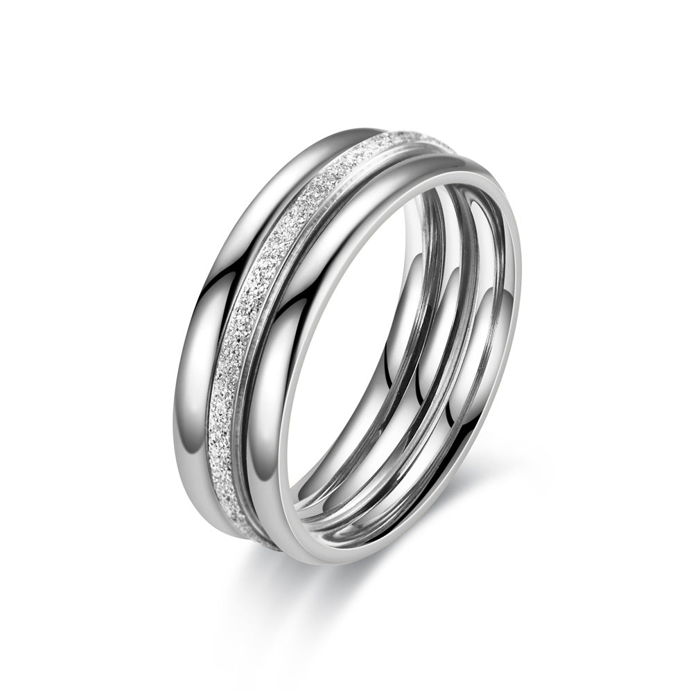 Fashion Classic Look Three-color Frosted Couple Rings