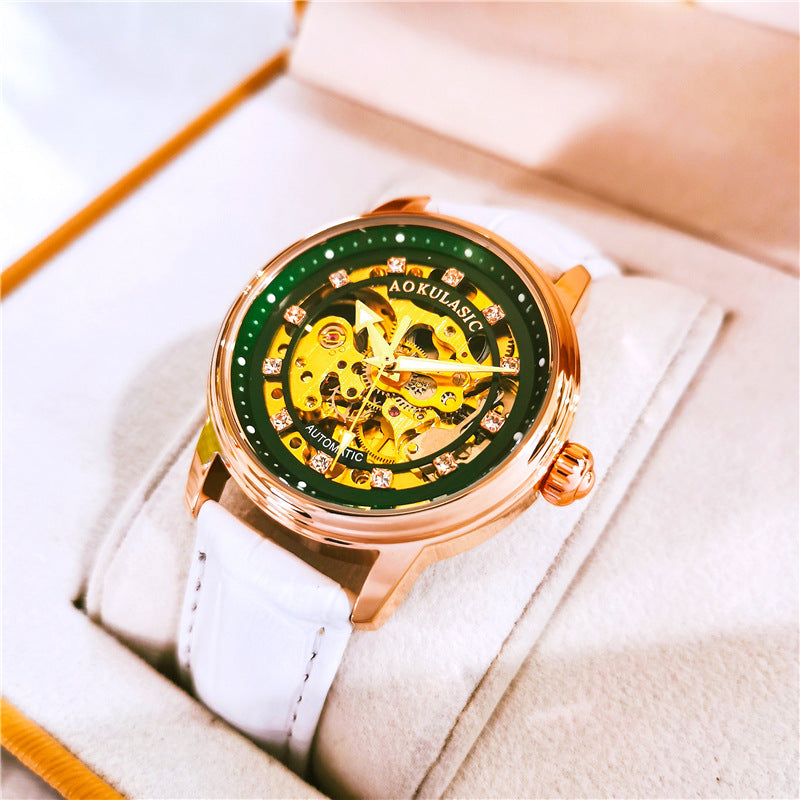 Women's Hollow Jeweled Automatic Watch Fashion Simple Mechanical Watches