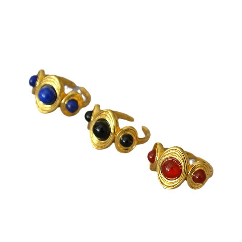 Inlaid Agate Green High-grade Stone Open Rings