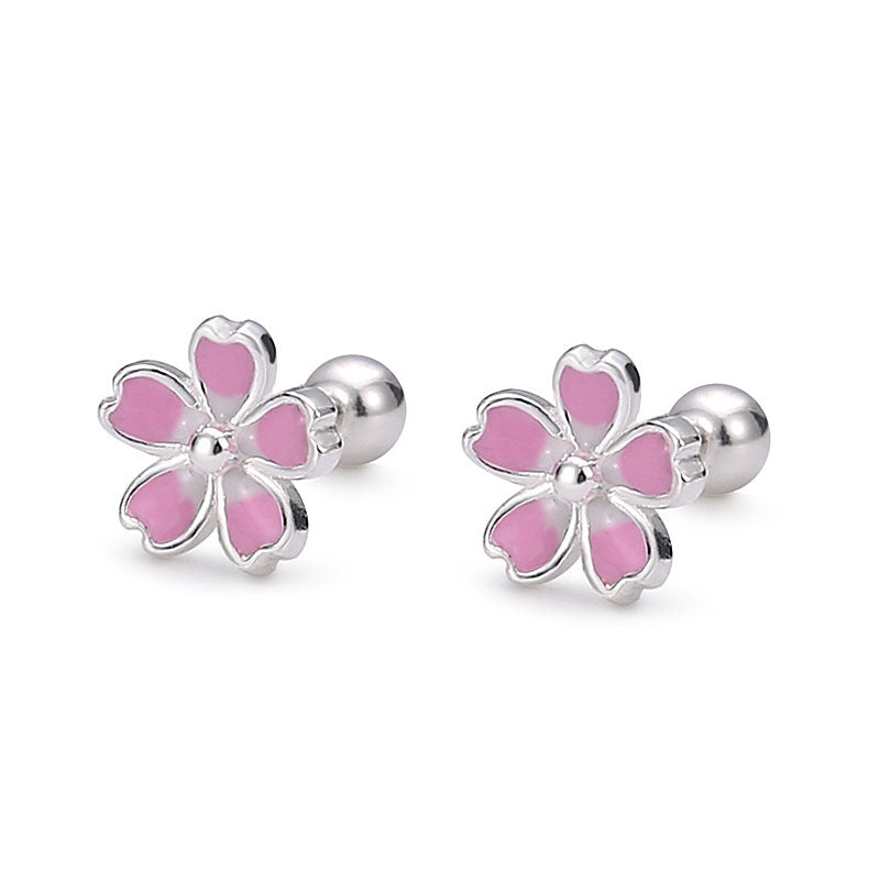 Sier Small Flower Ear Young Personalized Fresh Earrings