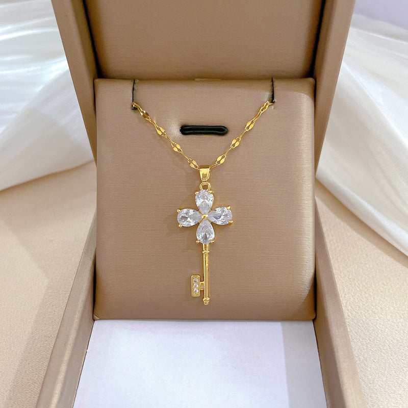 Steel Light Luxury Full Diamond Design Temperament Necklaces