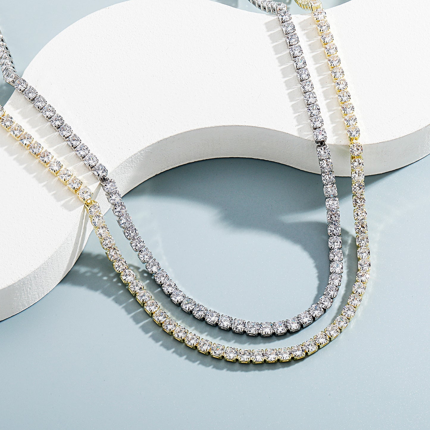 Hip Hop Gang Drill Zircon Tennis Necklaces