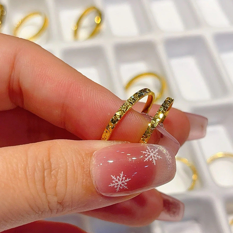 Crushed Ice Starry Sky Wide Gold-plated Rings