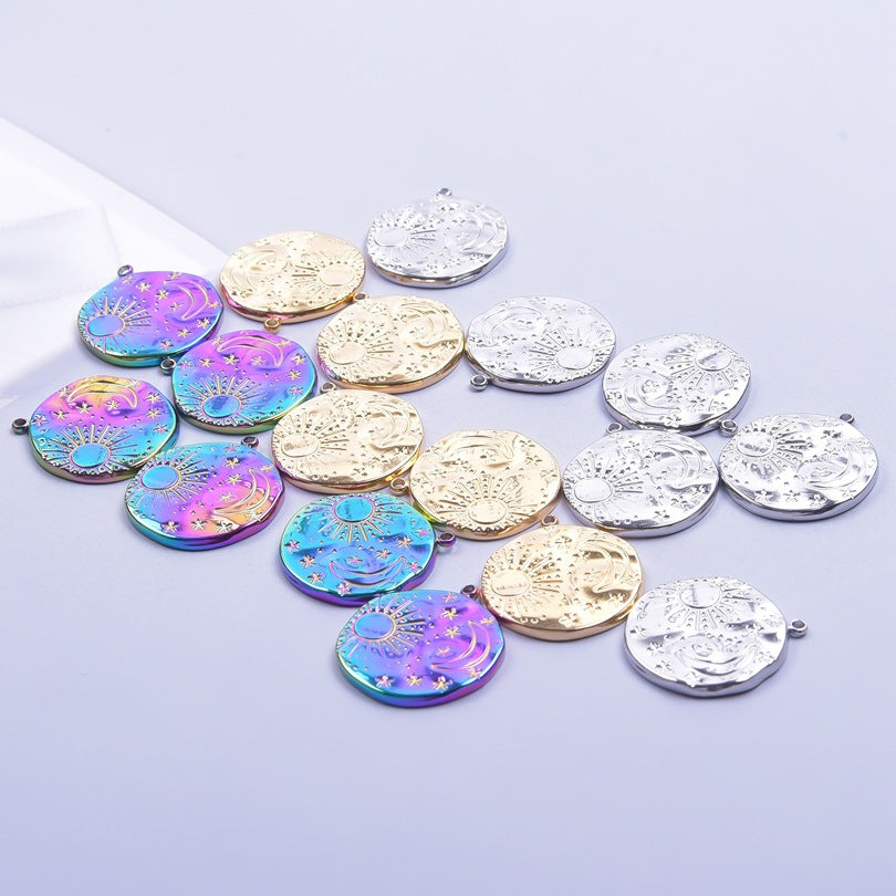 Ornament Sun Moon Steel Colorful Stainless Pendants
