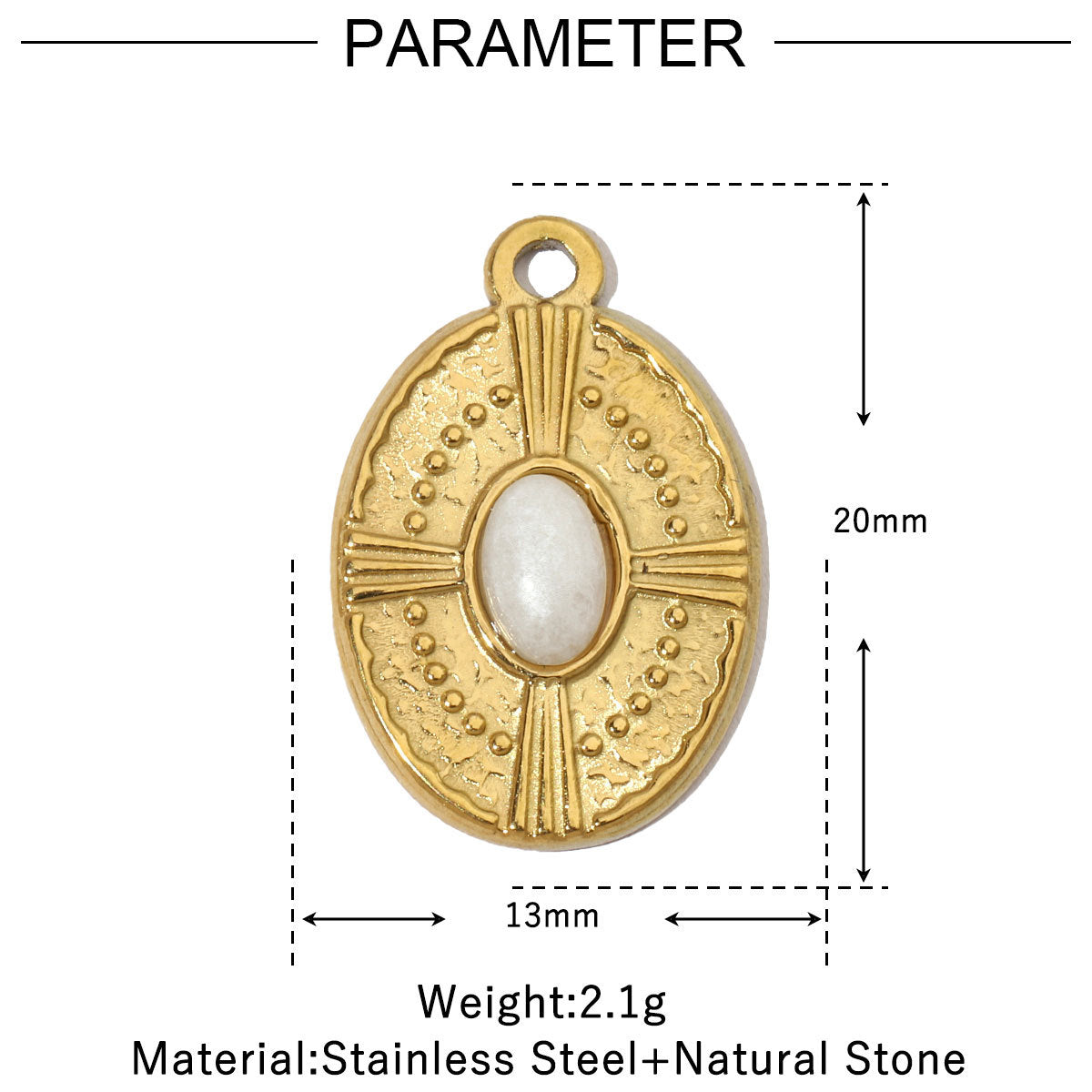 Natural Stone Titanium Steel Female French Pendants