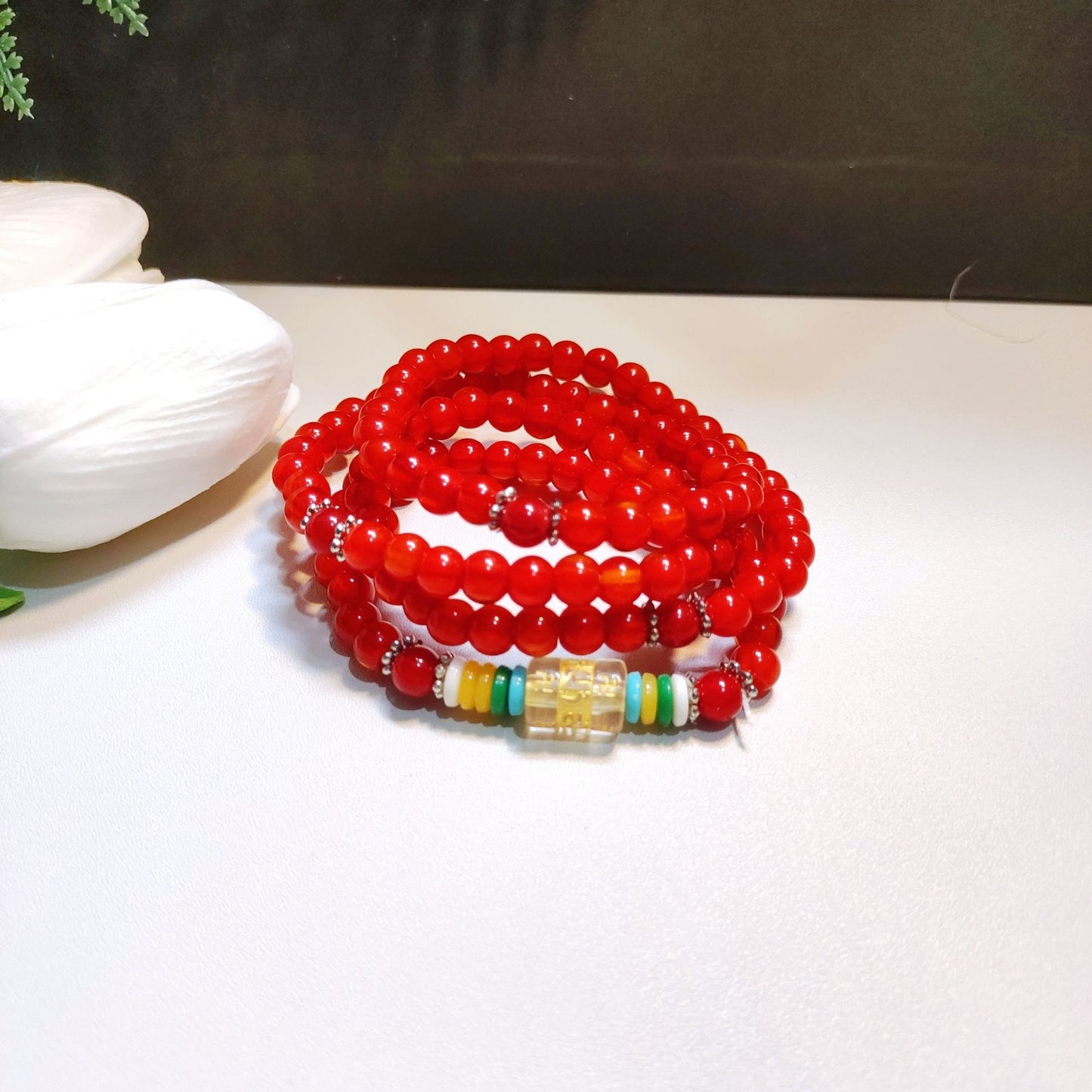 Beads Safe Imitation Garnet Agate White Bracelets