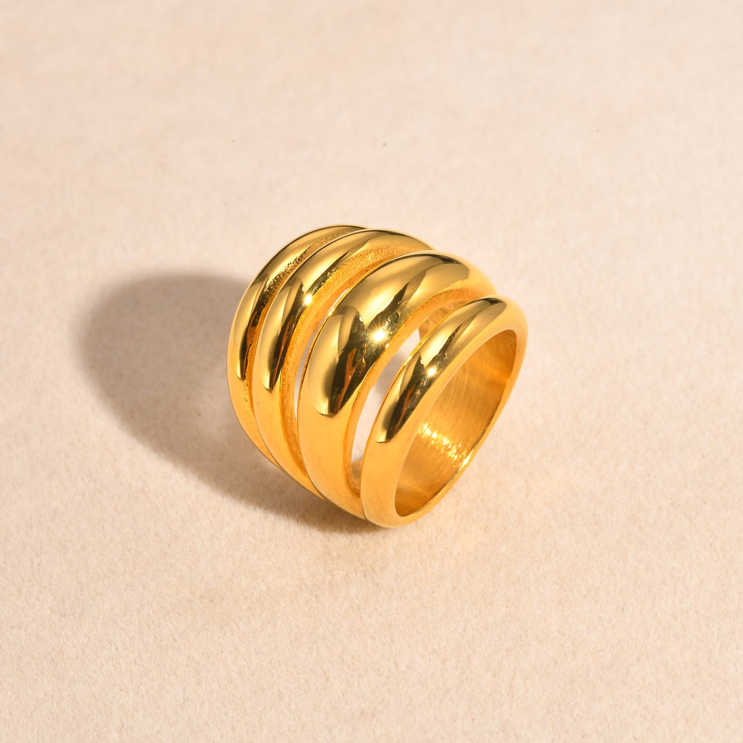 Women's Elegant Stainless Steel Gold French Vintage Style Rings