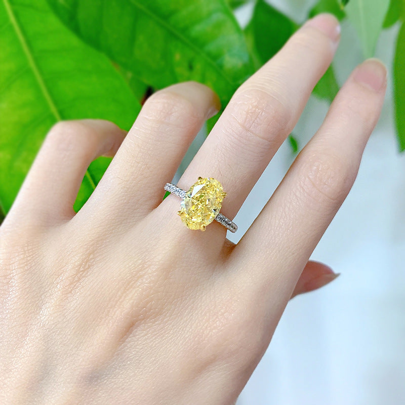 Women's Jewelry Sier High Carbon Diamond Oval Rings
