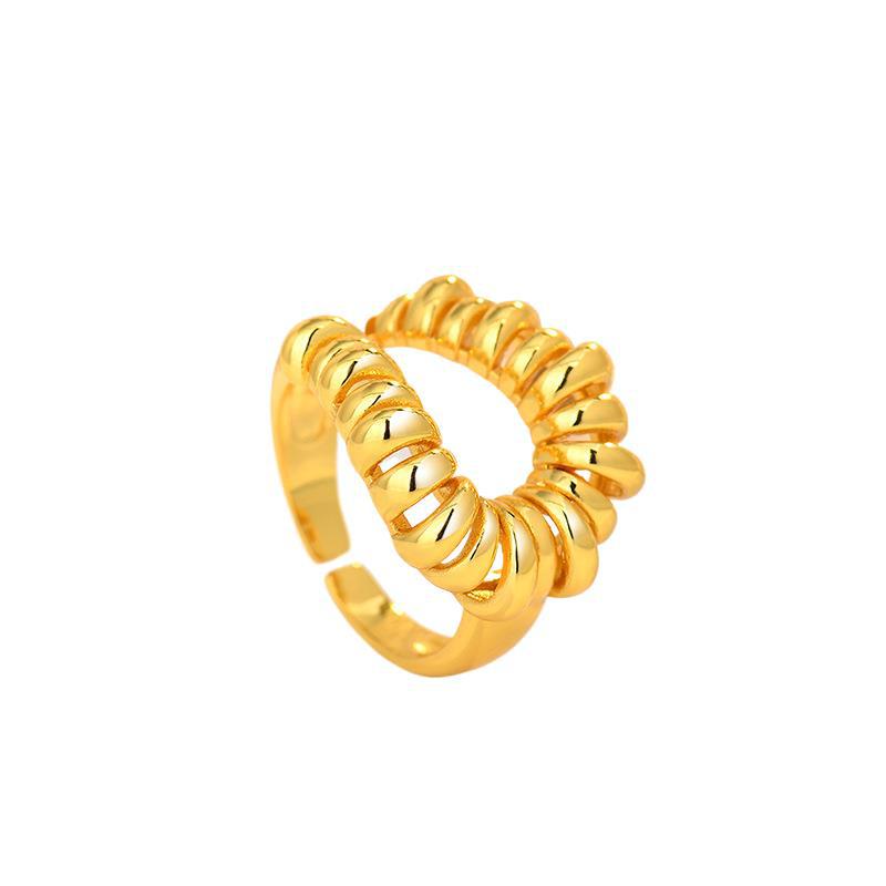 Women's Coil Twin Index Finger Openings Gold Rings