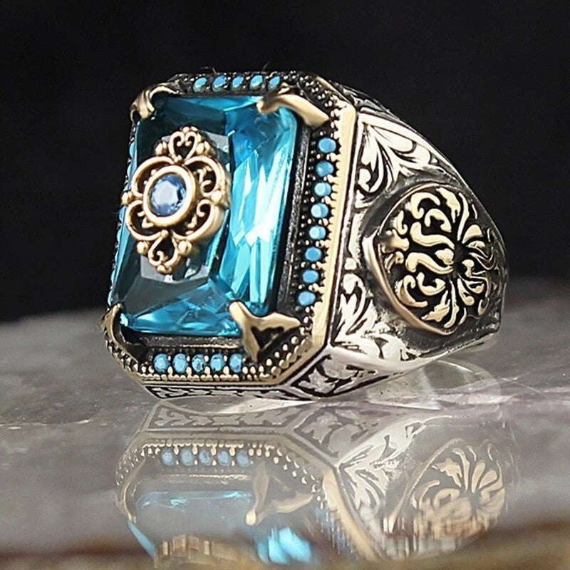 Men's Ornament Geometric Ellipse Black Acrylic Personality Retro Rings