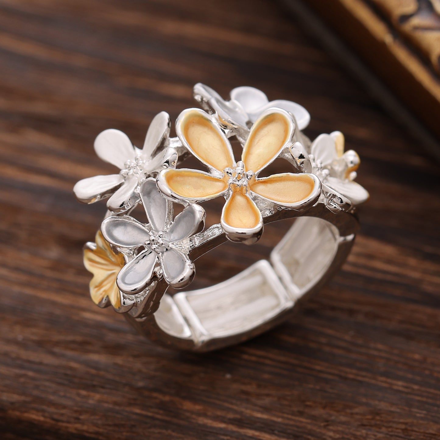 Alloy Artificial Color Painting Oil Elastic Rings