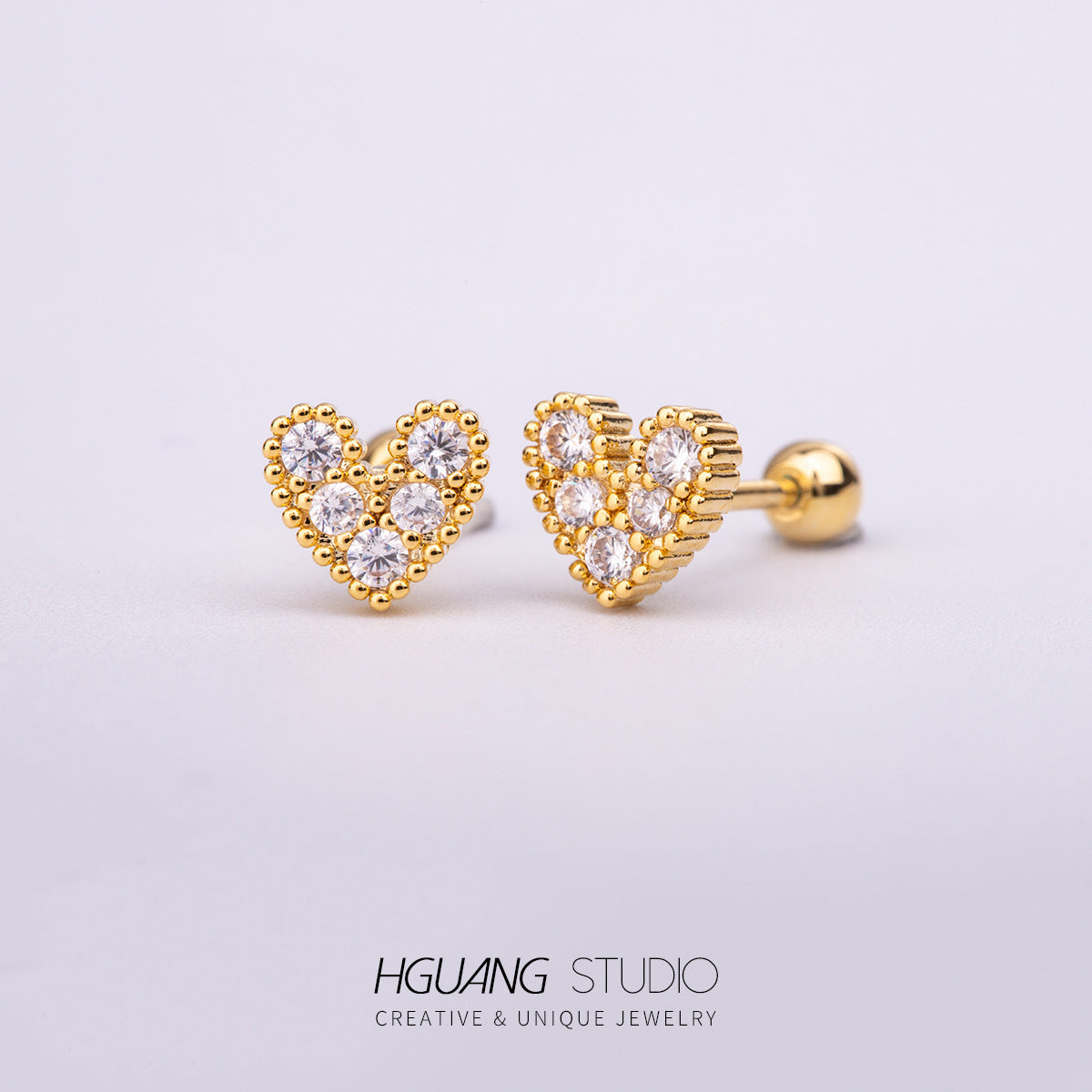 Micro Inlaid Zirconium Ear Bone Creative Heart Earrings