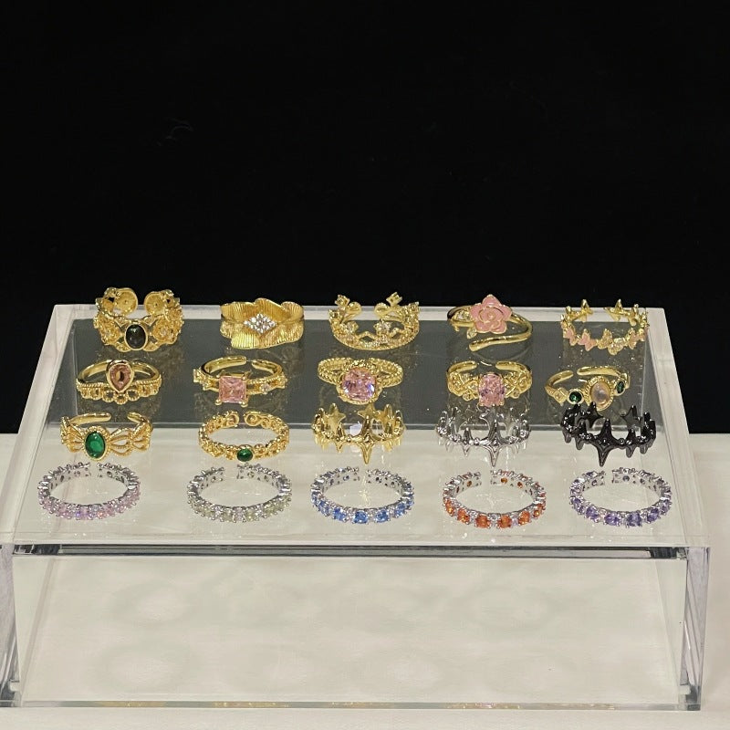 Golden Antique Style Series Cold High Sense French Simplicity Rings