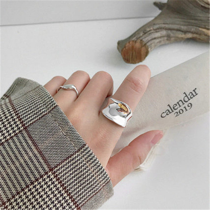 Women's Arc Concave Cold Wind Geometric U-shaped Rings