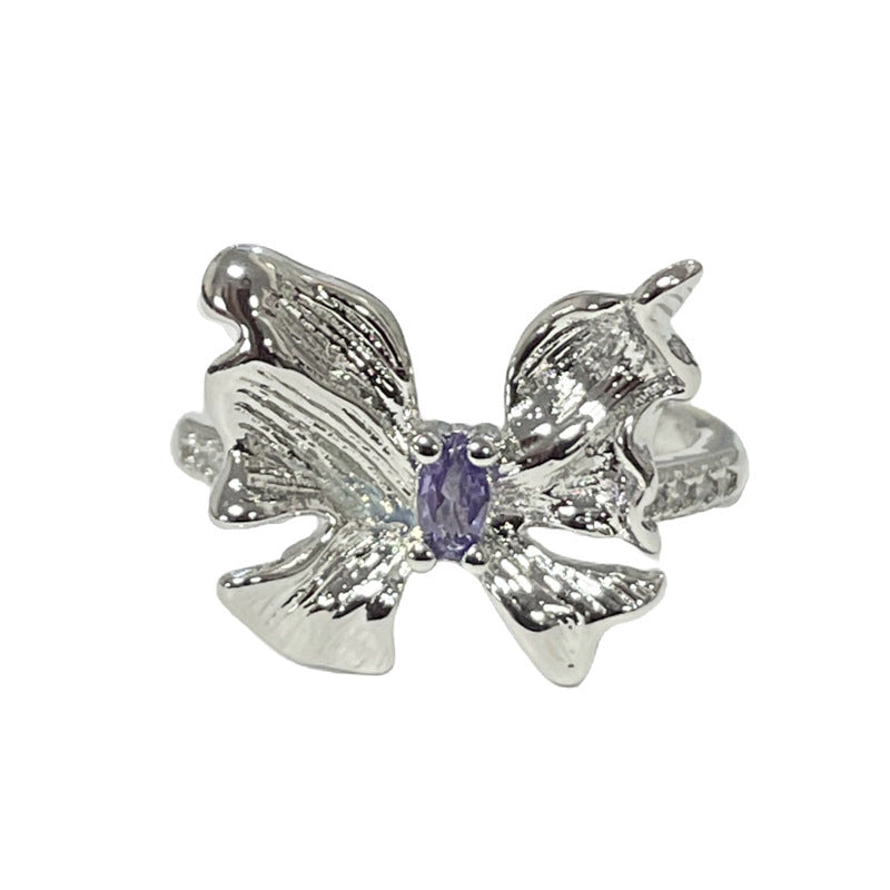 High-grade Brushed Butterfly Horse Eye Purple Rings