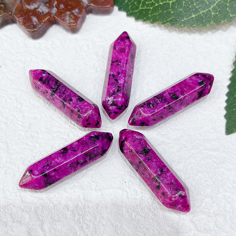 Stone Crystal Bullet Double Pointed Hexagon Prism Pendants