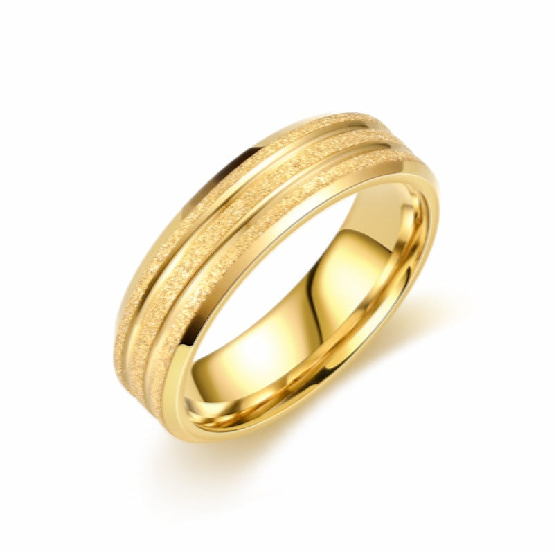 Titanium Steel Temperament Trendy Niche Frosted Alluvial Rings